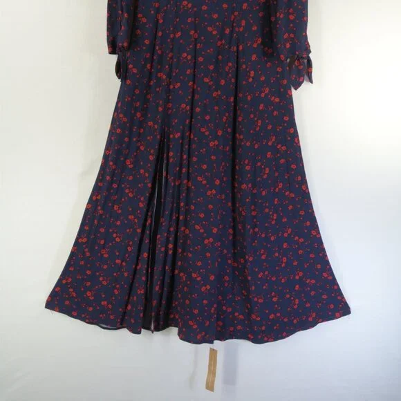 NEW Reformation Zelda Anaheim Poppy Midi Long Sleeve Slit Dress size 8 #1539 - Picture 7 of 13